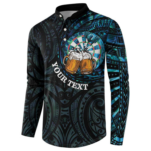 Personalized New Zealand Darts Beer Button Sweatshirt Paua Shell Aotearoa Maori Tattoo - Aussie Hoodie