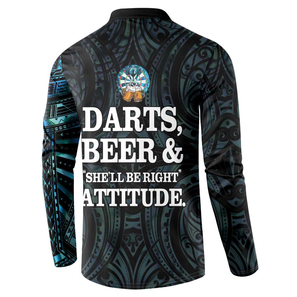 Personalized New Zealand Darts Beer Button Sweatshirt Paua Shell Aotearoa Maori Tattoo - Aussie Hoodie