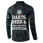 Personalized New Zealand Darts Beer Button Sweatshirt Paua Shell Aotearoa Maori Tattoo - Aussie Hoodie