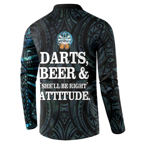 Personalized New Zealand Darts Beer Button Sweatshirt Paua Shell Aotearoa Maori Tattoo - Aussie Hoodie