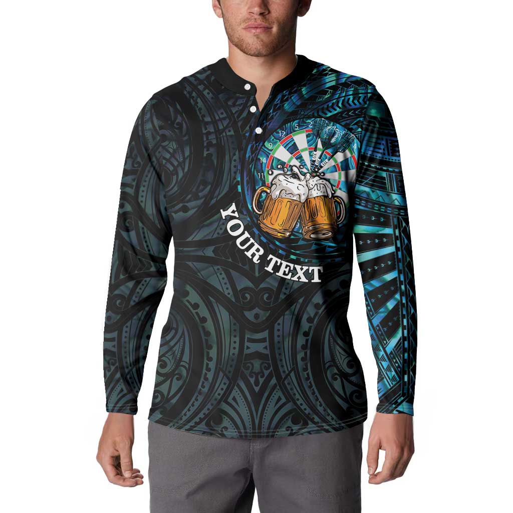 Personalized New Zealand Darts Beer Button Sweatshirt Paua Shell Aotearoa Maori Tattoo - Aussie Hoodie