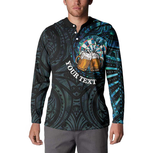 Personalized New Zealand Darts Beer Button Sweatshirt Paua Shell Aotearoa Maori Tattoo - Aussie Hoodie