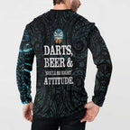Personalized New Zealand Darts Beer Button Sweatshirt Paua Shell Aotearoa Maori Tattoo - Aussie Hoodie