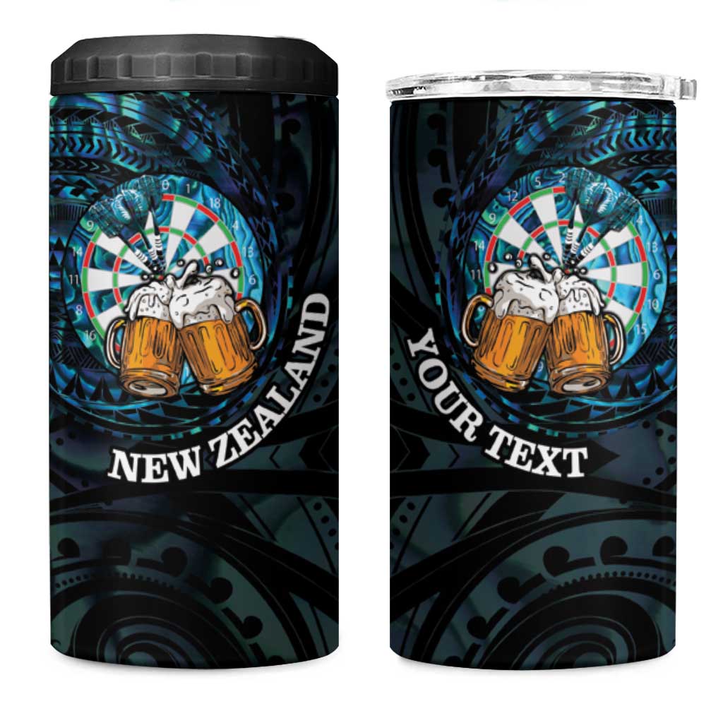 Personalized New Zealand Darts Beer 4 in 1 Can Cooler Tumbler Paua Shell Aotearoa Maori Tattoo - Aussie Hoodie