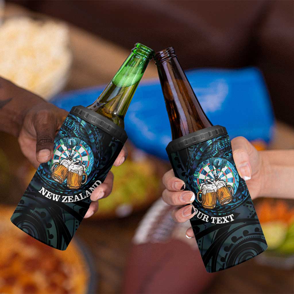 Personalized New Zealand Darts Beer 4 in 1 Can Cooler Tumbler Paua Shell Aotearoa Maori Tattoo - Aussie Hoodie