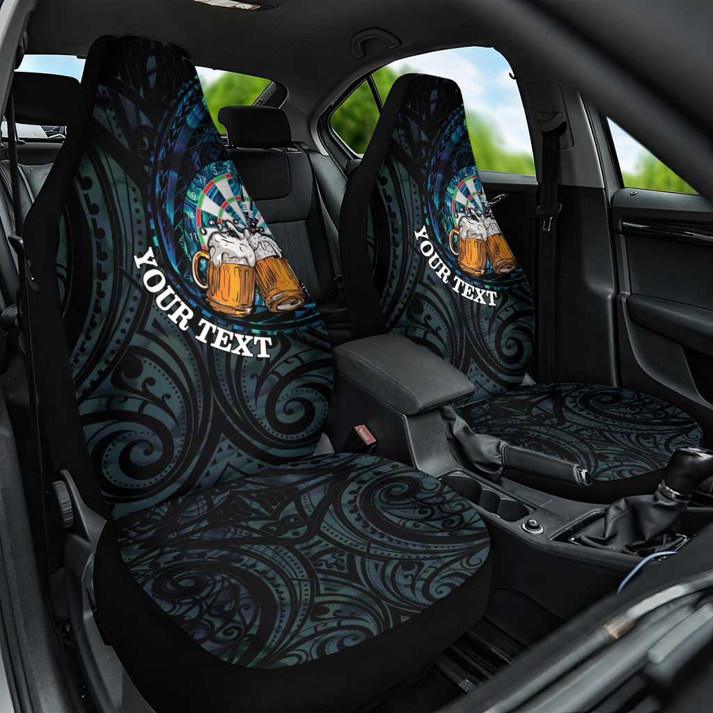 Personalized New Zealand Darts Beer Car Seat Cover Paua Shell Aotearoa Maori Tattoo - Aussie Hoodie