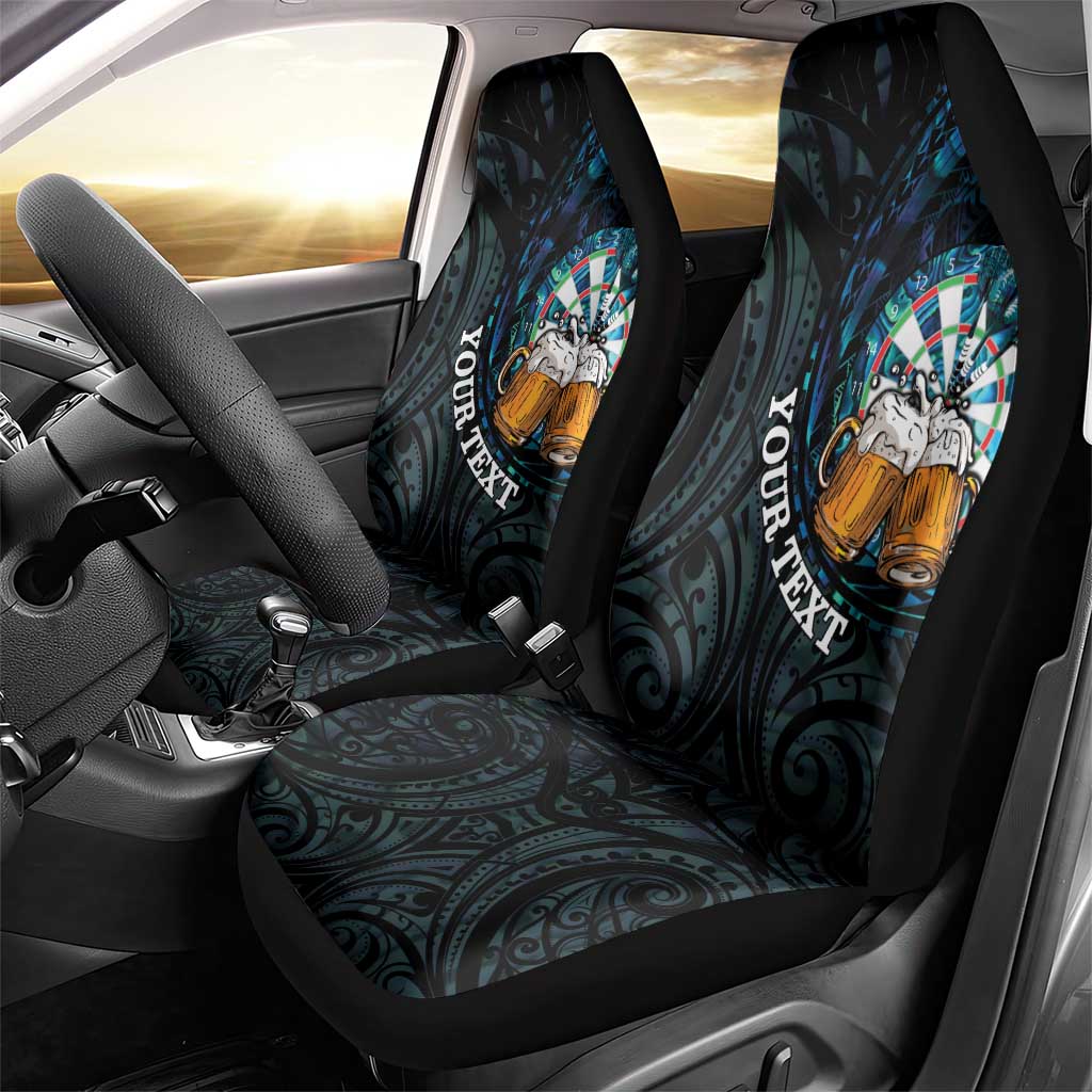 Personalized New Zealand Darts Beer Car Seat Cover Paua Shell Aotearoa Maori Tattoo - Aussie Hoodie