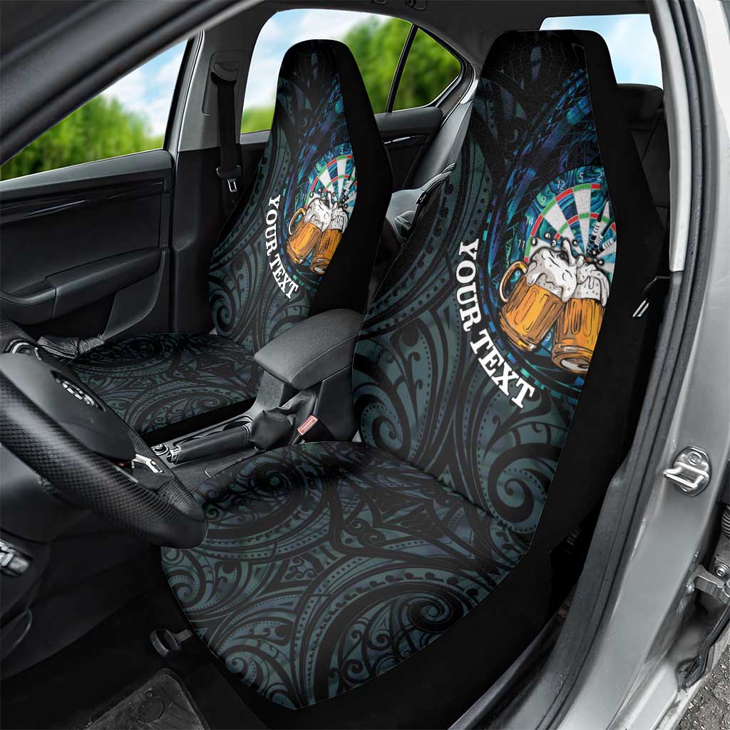 Personalized New Zealand Darts Beer Car Seat Cover Paua Shell Aotearoa Maori Tattoo - Aussie Hoodie