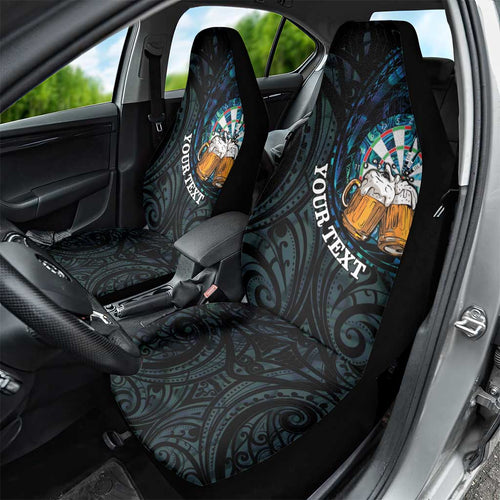 Personalized New Zealand Darts Beer Car Seat Cover Paua Shell Aotearoa Maori Tattoo - Aussie Hoodie