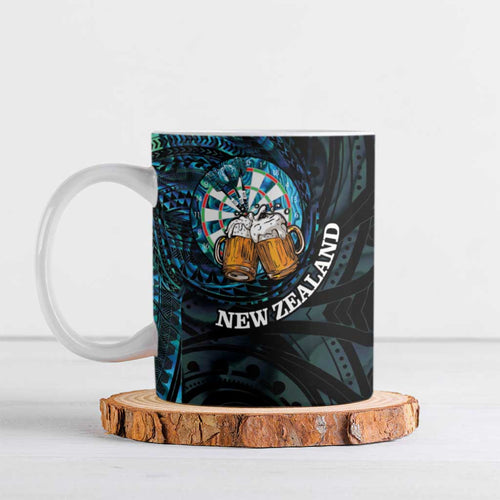Personalized New Zealand Darts Beer Ceramic Mug Paua Shell Aotearoa Maori Tattoo - Aussie Hoodie