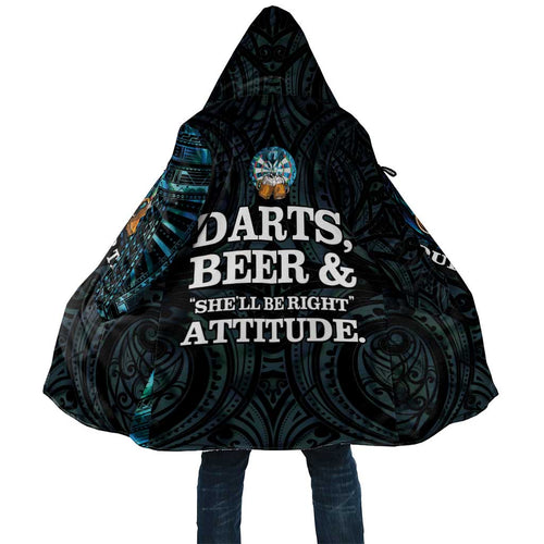 Personalized New Zealand Darts Beer Cloak Paua Shell Aotearoa Maori Tattoo - Aussie Hoodie