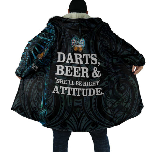 Personalized New Zealand Darts Beer Cloak Paua Shell Aotearoa Maori Tattoo - Aussie Hoodie