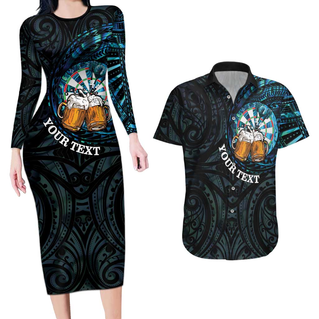 Personalized New Zealand Darts Beer Couples Matching Long Sleeve Bodycon Dress and Hawaiian Shirt Paua Shell Aotearoa Maori Tattoo - Aussie Hoodie