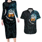 Personalized New Zealand Darts Beer Couples Matching Long Sleeve Bodycon Dress and Hawaiian Shirt Paua Shell Aotearoa Maori Tattoo - Aussie Hoodie
