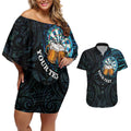 Personalized New Zealand Darts Beer Couples Matching Off Shoulder Short Dress and Hawaiian Shirt Paua Shell Aotearoa Maori Tattoo - Aussie Hoodie