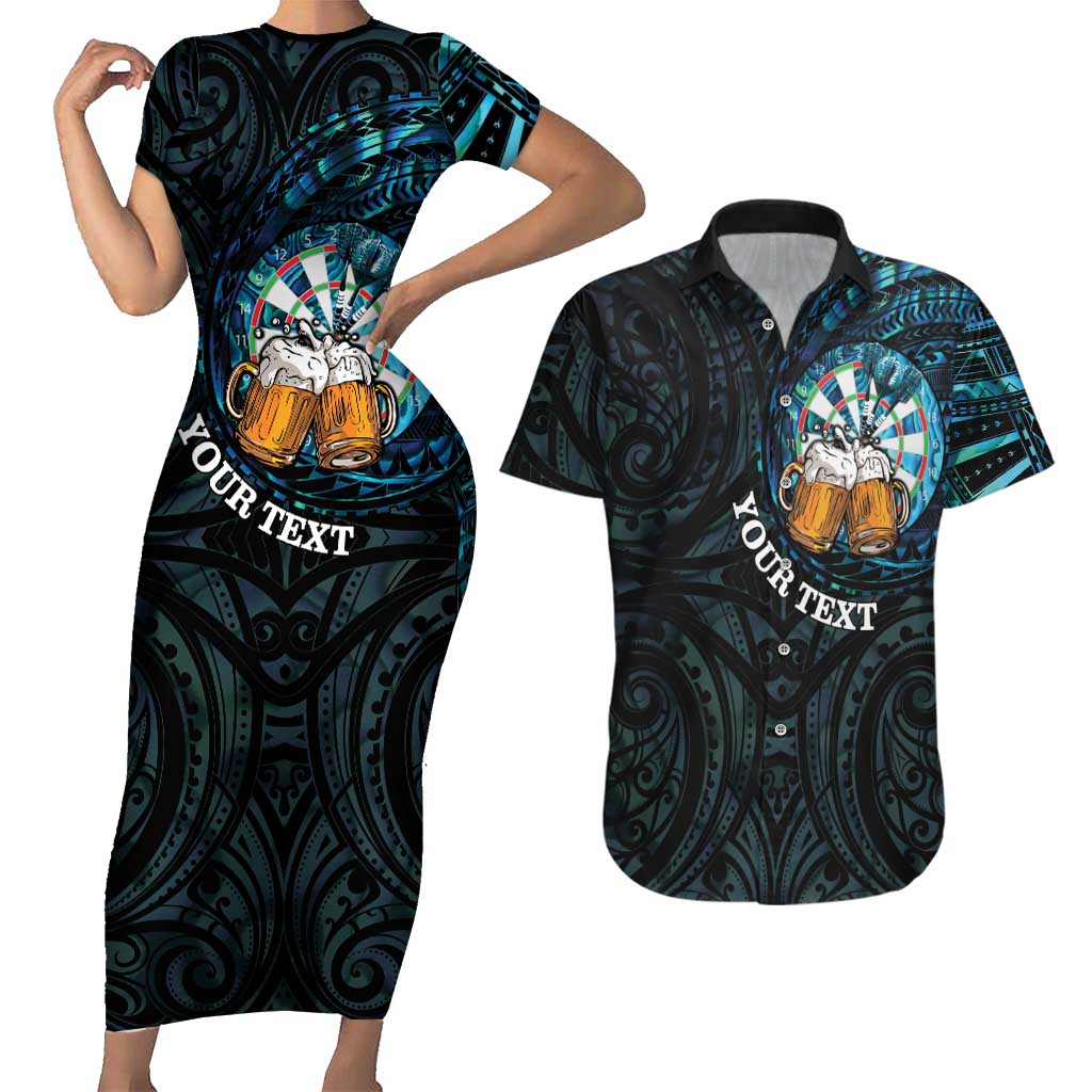 Personalized New Zealand Darts Beer Couples Matching Short Sleeve Bodycon Dress and Hawaiian Shirt Paua Shell Aotearoa Maori Tattoo - Aussie Hoodie