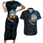 Personalized New Zealand Darts Beer Couples Matching Short Sleeve Bodycon Dress and Hawaiian Shirt Paua Shell Aotearoa Maori Tattoo - Aussie Hoodie