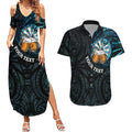 Personalized New Zealand Darts Beer Couples Matching Summer Maxi Dress and Hawaiian Shirt Paua Shell Aotearoa Maori Tattoo - Aussie Hoodie