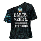 Personalized New Zealand Darts Beer Cross Shoulder Shirt Paua Shell Aotearoa Maori Tattoo - Aussie Hoodie