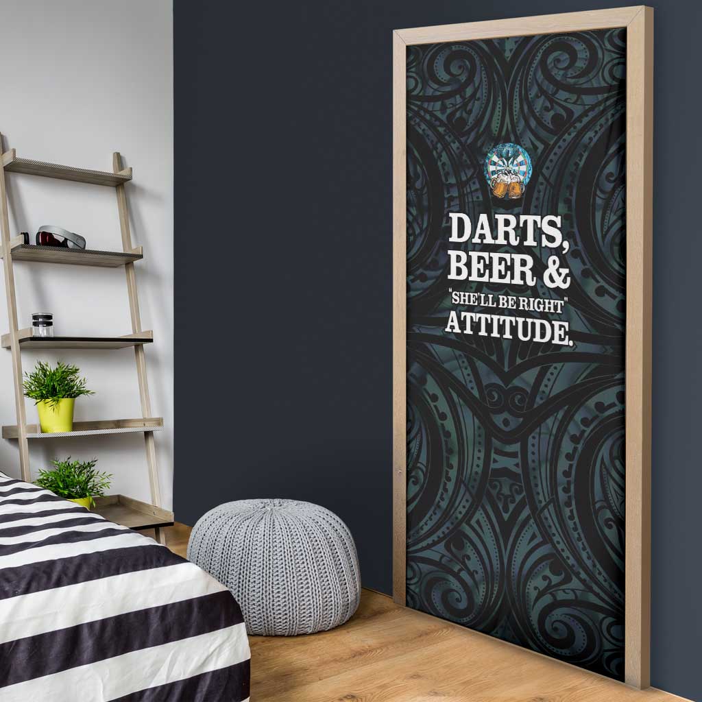 New Zealand Darts Beer Door Cover Paua Shell Aotearoa Maori Tattoo - Aussie Hoodie