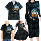 Personalized New Zealand Darts Beer Family Matching Long Sleeve Bodycon Dress and Hawaiian Shirt Paua Shell Aotearoa Maori Tattoo - Aussie Hoodie