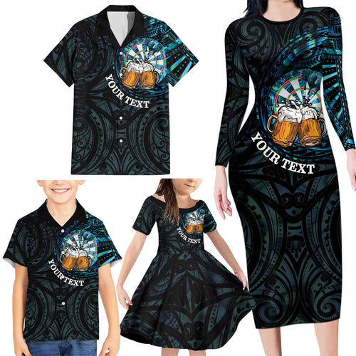 Personalized New Zealand Darts Beer Family Matching Long Sleeve Bodycon Dress and Hawaiian Shirt Paua Shell Aotearoa Maori Tattoo - Aussie Hoodie