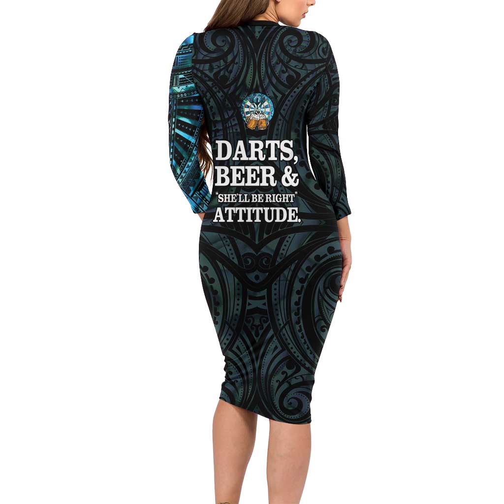 Personalized New Zealand Darts Beer Family Matching Long Sleeve Bodycon Dress and Hawaiian Shirt Paua Shell Aotearoa Maori Tattoo - Aussie Hoodie