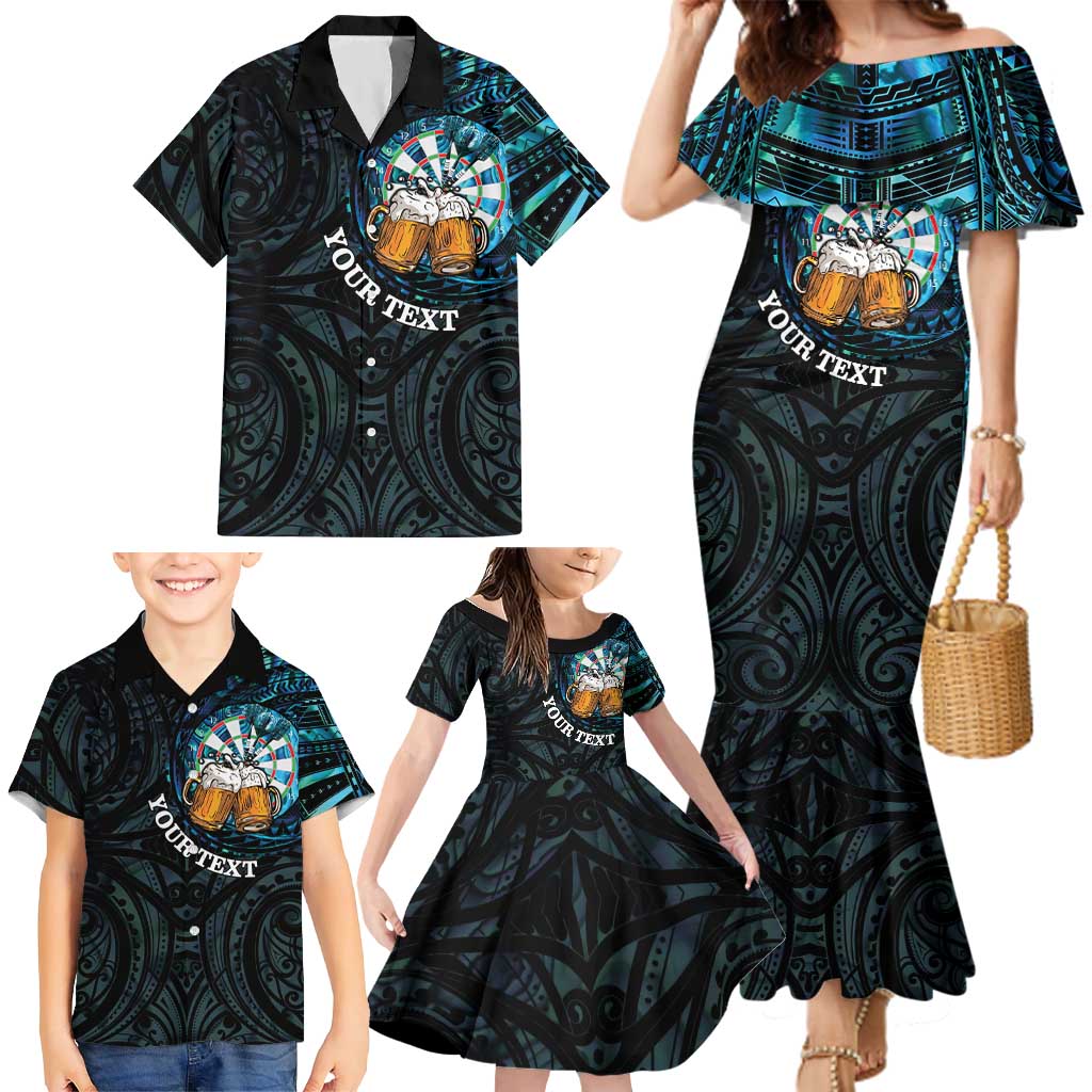 Personalized New Zealand Darts Beer Family Matching Mermaid Dress and Hawaiian Shirt Paua Shell Aotearoa Maori Tattoo - Aussie Hoodie
