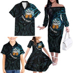 Personalized New Zealand Darts Beer Family Matching Off The Shoulder Long Sleeve Dress and Hawaiian Shirt Paua Shell Aotearoa Maori Tattoo - Aussie Hoodie