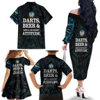 Personalized New Zealand Darts Beer Family Matching Off The Shoulder Long Sleeve Dress and Hawaiian Shirt Paua Shell Aotearoa Maori Tattoo - Aussie Hoodie