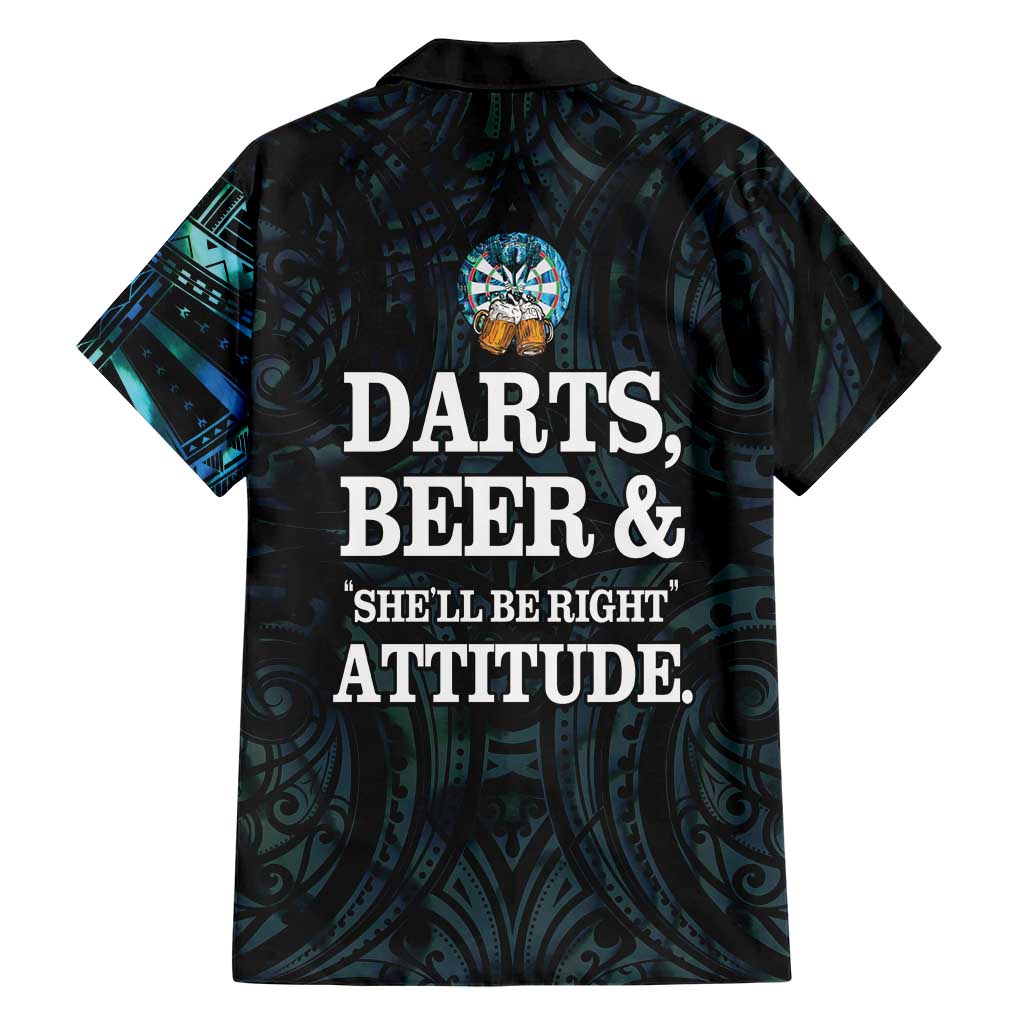 Personalized New Zealand Darts Beer Family Matching Off The Shoulder Long Sleeve Dress and Hawaiian Shirt Paua Shell Aotearoa Maori Tattoo - Aussie Hoodie