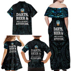 Personalized New Zealand Darts Beer Family Matching Off Shoulder Maxi Dress and Hawaiian Shirt Paua Shell Aotearoa Maori Tattoo - Aussie Hoodie