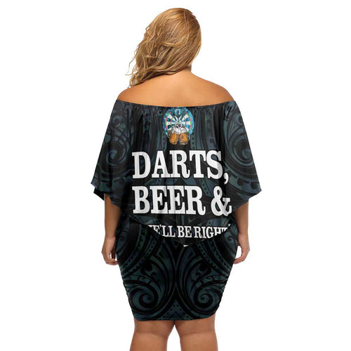 Personalized New Zealand Darts Beer Family Matching Off Shoulder Short Dress and Hawaiian Shirt Paua Shell Aotearoa Maori Tattoo - Aussie Hoodie
