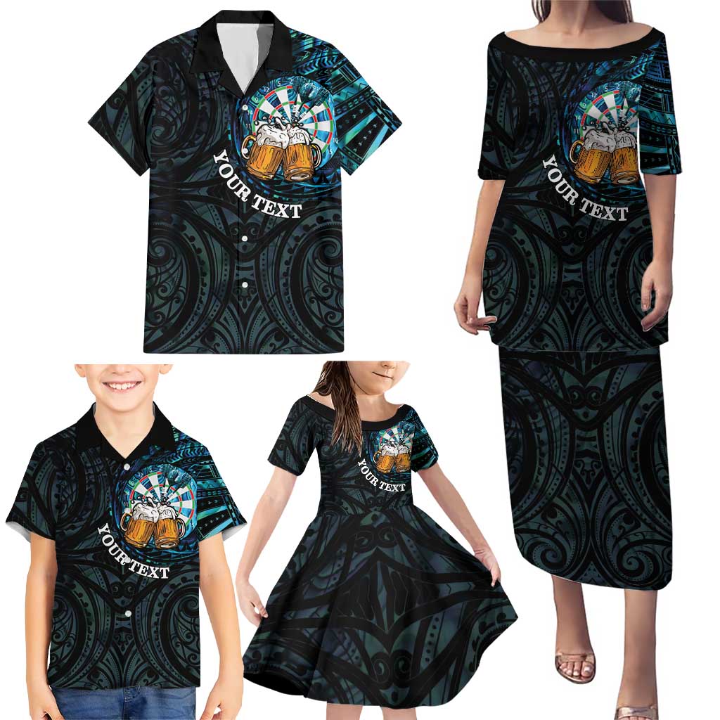Personalized New Zealand Darts Beer Family Matching Puletasi and Hawaiian Shirt Paua Shell Aotearoa Maori Tattoo - Aussie Hoodie