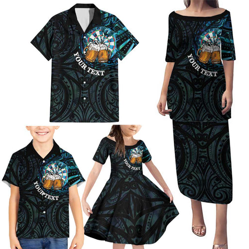 Personalized New Zealand Darts Beer Family Matching Puletasi and Hawaiian Shirt Paua Shell Aotearoa Maori Tattoo - Aussie Hoodie
