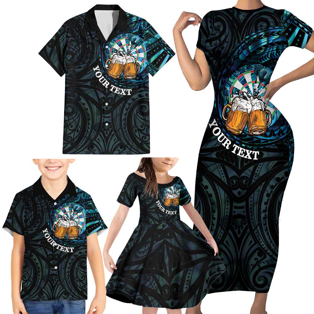 Personalized New Zealand Darts Beer Family Matching Short Sleeve Bodycon Dress and Hawaiian Shirt Paua Shell Aotearoa Maori Tattoo - Aussie Hoodie