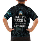 Personalized New Zealand Darts Beer Family Matching Short Sleeve Bodycon Dress and Hawaiian Shirt Paua Shell Aotearoa Maori Tattoo - Aussie Hoodie