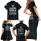 Personalized New Zealand Darts Beer Family Matching Short Sleeve Bodycon Dress and Hawaiian Shirt Paua Shell Aotearoa Maori Tattoo - Aussie Hoodie