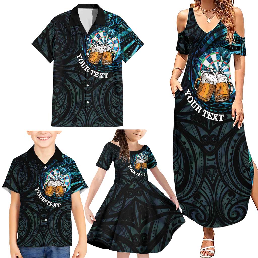 Personalized New Zealand Darts Beer Family Matching Summer Maxi Dress and Hawaiian Shirt Paua Shell Aotearoa Maori Tattoo - Aussie Hoodie