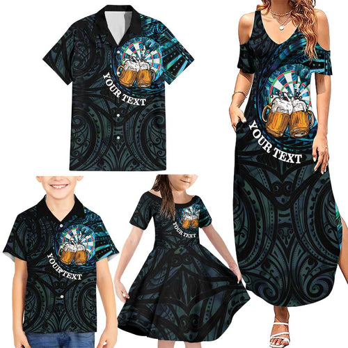 Personalized New Zealand Darts Beer Family Matching Summer Maxi Dress and Hawaiian Shirt Paua Shell Aotearoa Maori Tattoo - Aussie Hoodie
