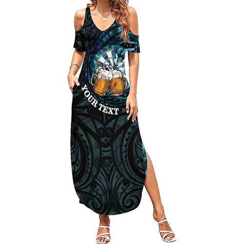 Personalized New Zealand Darts Beer Family Matching Summer Maxi Dress and Hawaiian Shirt Paua Shell Aotearoa Maori Tattoo - Aussie Hoodie
