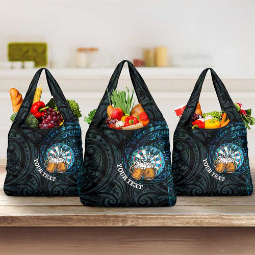 Personalized New Zealand Darts Beer Grocery Bag Paua Shell Aotearoa Maori Tattoo - Aussie Hoodie