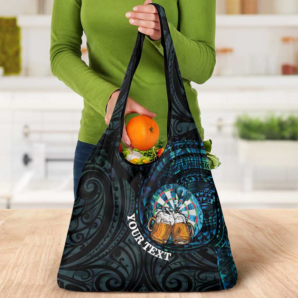 Personalized New Zealand Darts Beer Grocery Bag Paua Shell Aotearoa Maori Tattoo - Aussie Hoodie