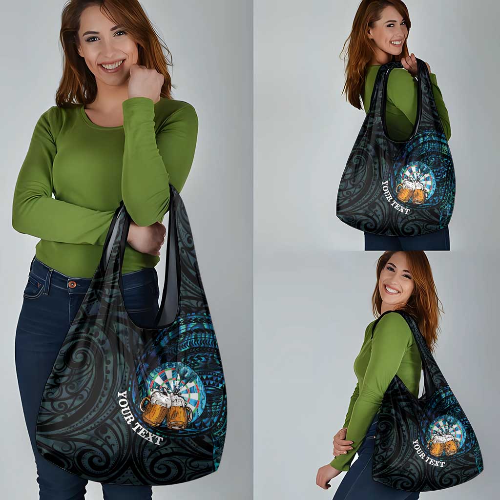 Personalized New Zealand Darts Beer Grocery Bag Paua Shell Aotearoa Maori Tattoo - Aussie Hoodie