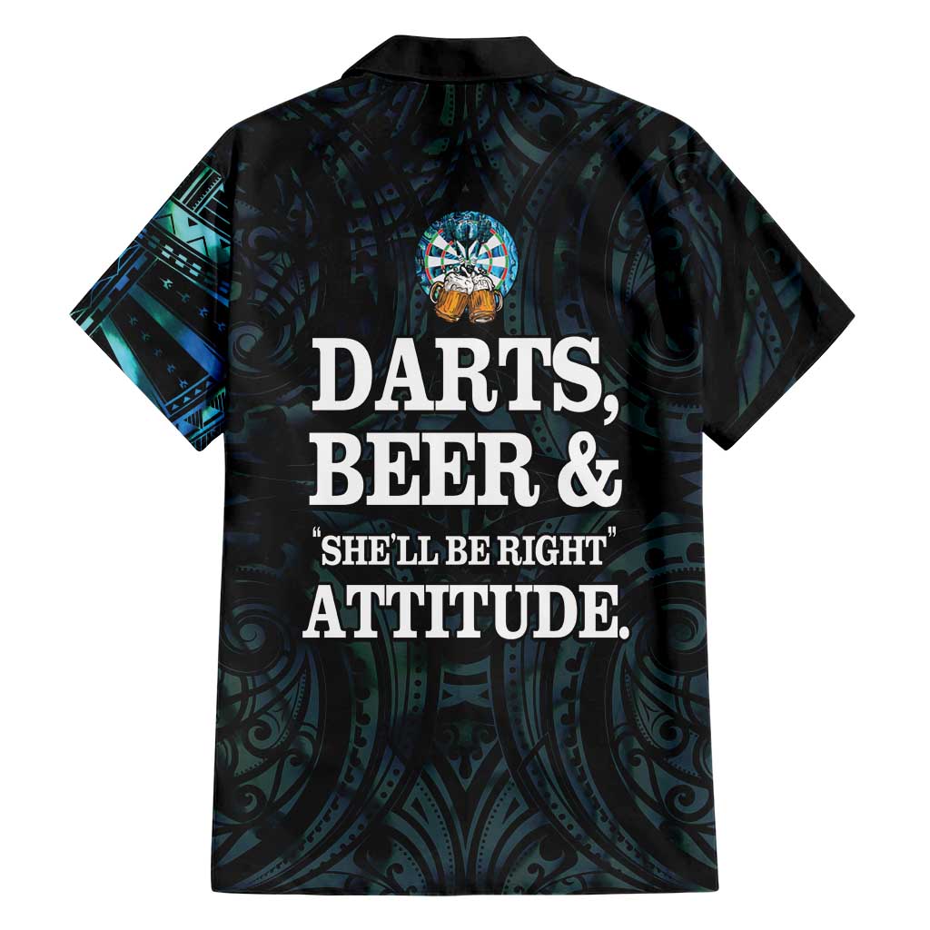 Personalized New Zealand Darts Beer Hawaiian Shirt Paua Shell Aotearoa Maori Tattoo - Aussie Hoodie