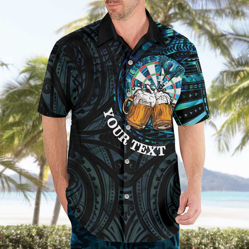 Personalized New Zealand Darts Beer Hawaiian Shirt Paua Shell Aotearoa Maori Tattoo - Aussie Hoodie