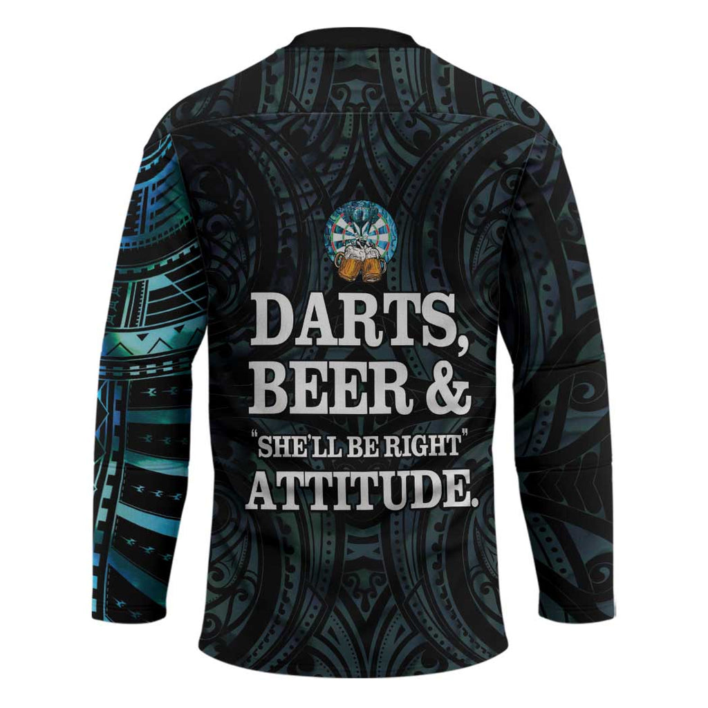 Personalized New Zealand Darts Beer Hockey Jersey Paua Shell Aotearoa Maori Tattoo - Aussie Hoodie