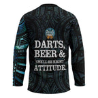 Personalized New Zealand Darts Beer Hockey Jersey Paua Shell Aotearoa Maori Tattoo - Aussie Hoodie