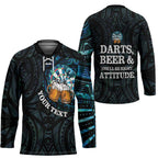 Personalized New Zealand Darts Beer Hockey Jersey Paua Shell Aotearoa Maori Tattoo - Aussie Hoodie