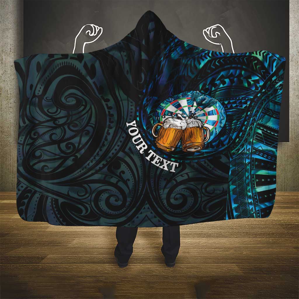 Personalized New Zealand Darts Beer Hooded Blanket Paua Shell Aotearoa Maori Tattoo - Aussie Hoodie